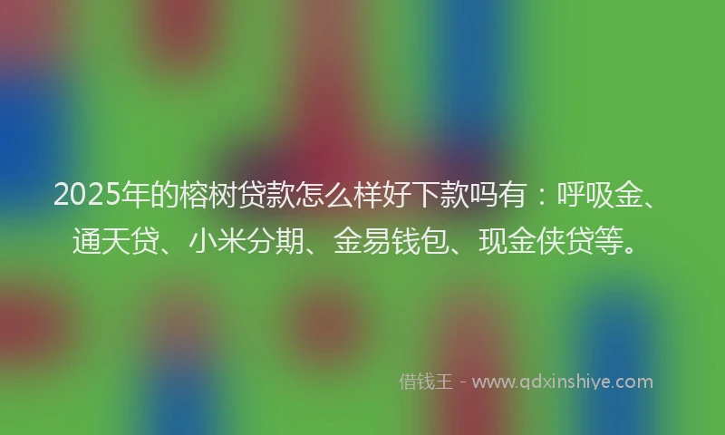 2025年的榕树贷款怎么样好下款吗有：呼吸金、通天贷、小米分期、金易钱包、现金侠贷等。