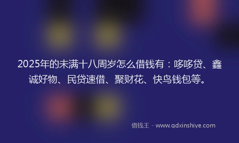 2025年的未满十八周岁怎么借钱有：哆哆贷、鑫诚好物、民贷速借、聚财花、快鸟钱包等。