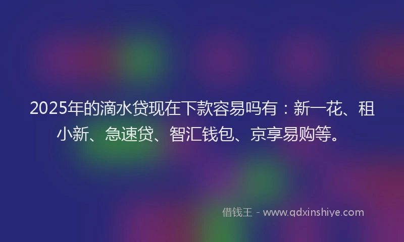 2025年的滴水贷现在下款容易吗有：新一花、租小新、急速贷、智汇钱包、京享易购等。