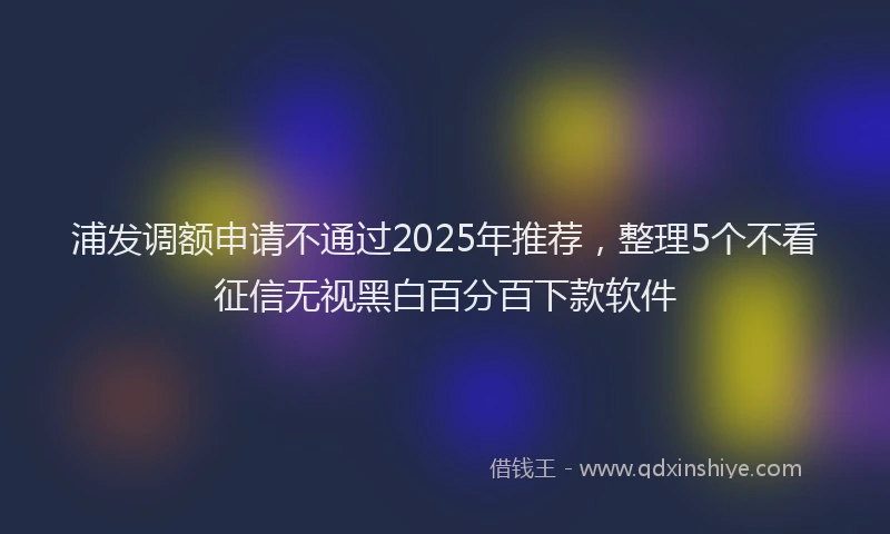 浦发调额申请不通过2025年推荐，整理5个不看征信无视黑白百分百下款软件