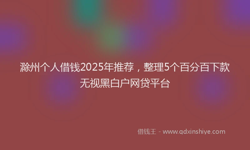 滁州个人借钱2025年推荐，整理5个百分百下款无视黑白户网贷平台
