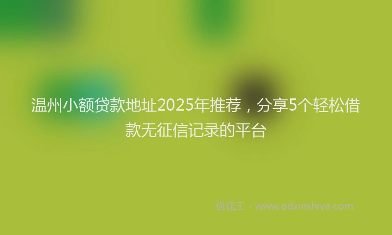 温州小额贷款地址2025年推荐，分享5个轻松借款无征信记录的平台