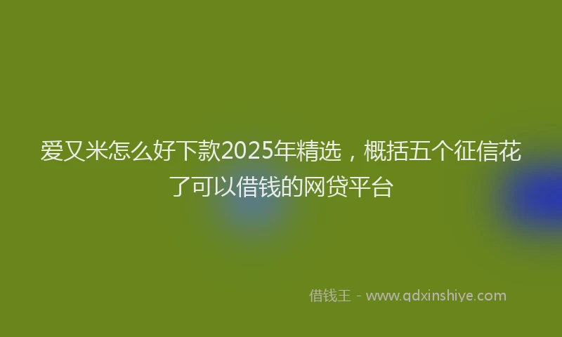爱又米怎么好下款2025年精选，概括五个征信花了可以借钱的网贷平台