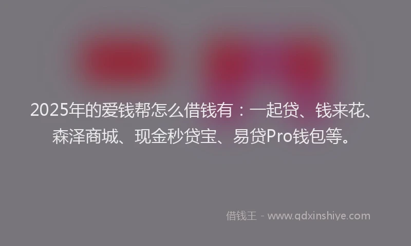 2025年的爱钱帮怎么借钱有：一起贷、钱来花、森泽商城、现金秒贷宝、易贷Pro钱包等。