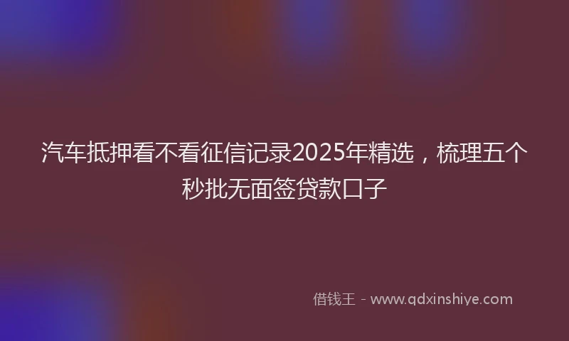 汽车抵押看不看征信记录2025年精选，梳理五个秒批无面签贷款口子