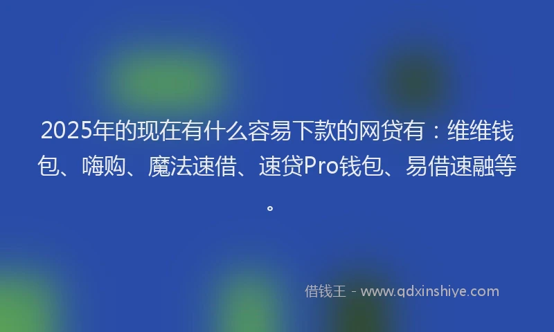 2025年的现在有什么容易下款的网贷有：维维钱包、嗨购、魔法速借、速贷Pro钱包、易借速融等。