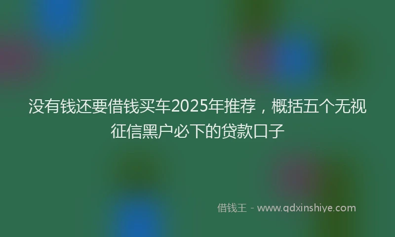 没有钱还要借钱买车2025年推荐，概括五个无视征信黑户必下的贷款口子
