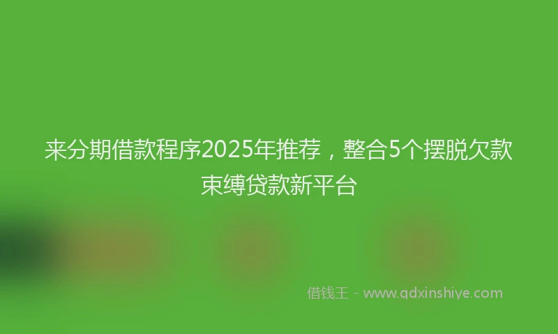 来分期借款程序2025年推荐，整合5个摆脱欠款束缚贷款新平台