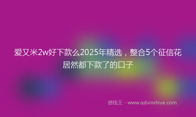 爱又米2w好下款么2025年精选，整合5个征信花居然都下款了的口子