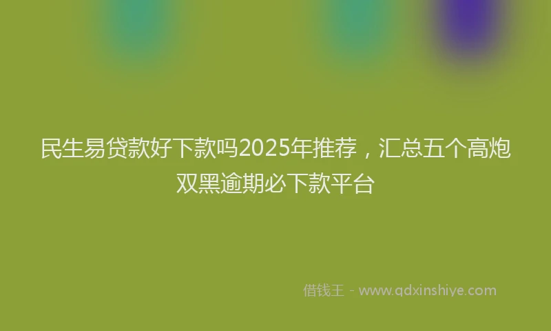 民生易贷款好下款吗2025年推荐，汇总五个高炮双黑逾期必下款平台