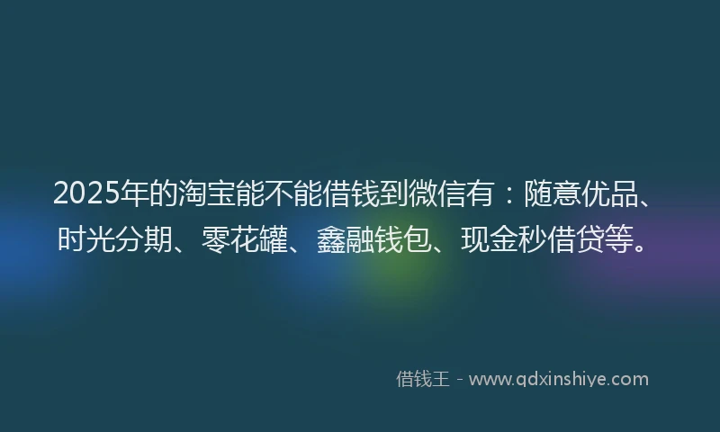 2025年的淘宝能不能借钱到微信有：随意优品、时光分期、零花罐、鑫融钱包、现金秒借贷等。