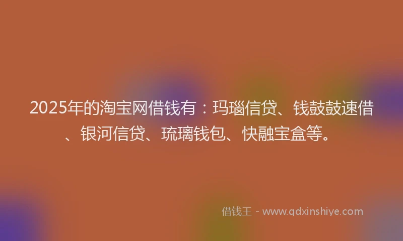 2025年的淘宝网借钱有：玛瑙信贷、钱鼓鼓速借、银河信贷、琉璃钱包、快融宝盒等。
