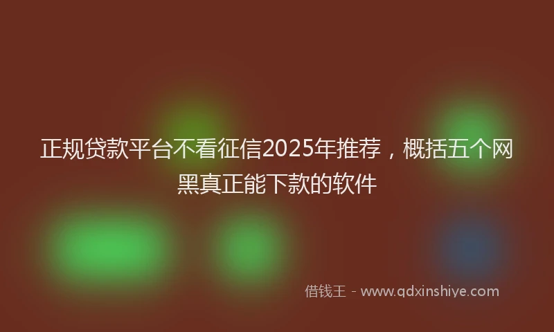 正规贷款平台不看征信2025年推荐，概括五个网黑真正能下款的软件