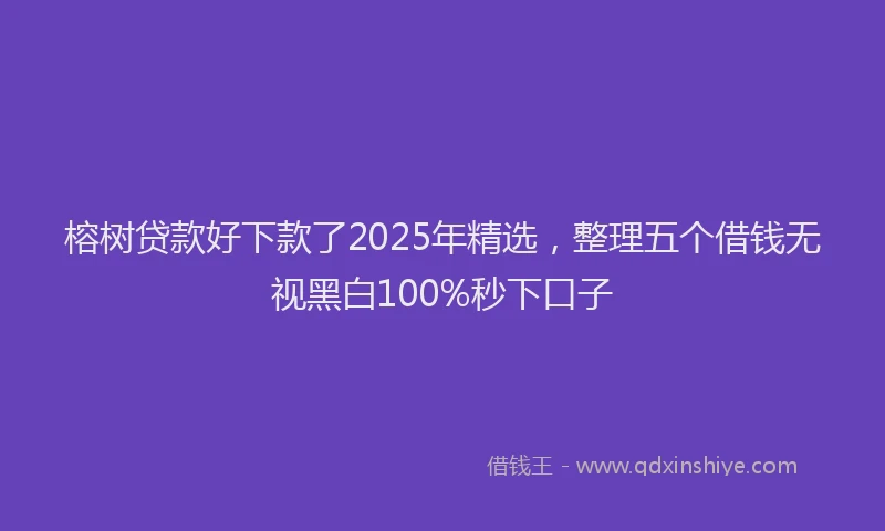 榕树贷款好下款了2025年精选，整理五个借钱无视黑白100%秒下口子