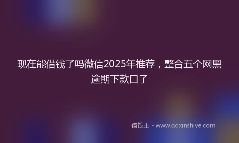 现在能借钱了吗微信2025年推荐，整合五个网黑逾期下款口子