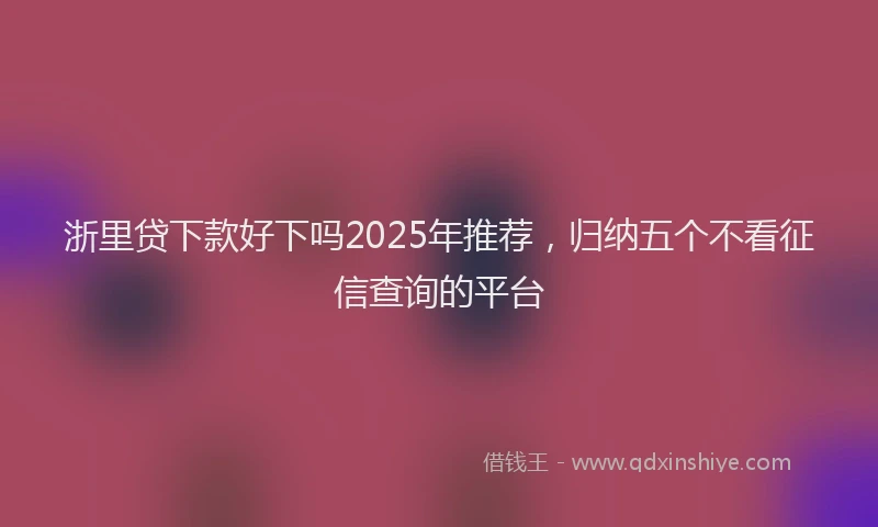 浙里贷下款好下吗2025年推荐，归纳五个不看征信查询的平台