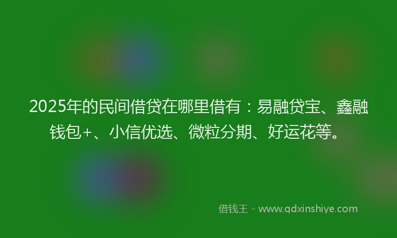 2025年的民间借贷在哪里借有：易融贷宝、鑫融钱包+、小信优选、微粒分期、好运花等。