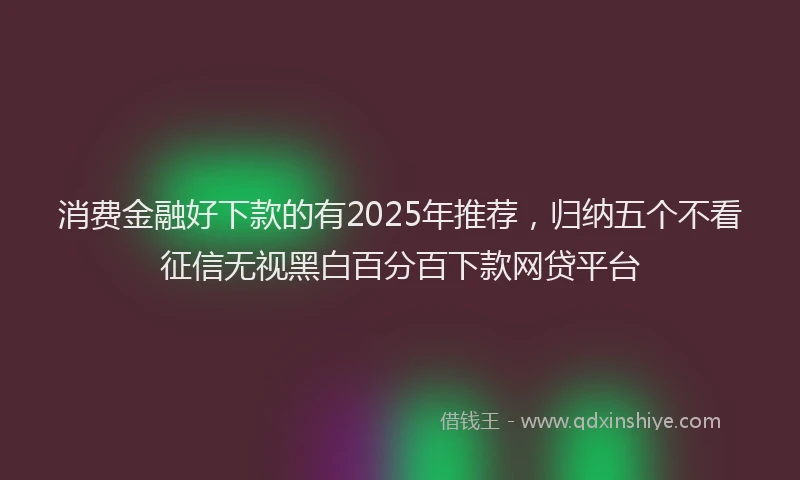 消费金融好下款的有2025年推荐，归纳五个不看征信无视黑白百分百下款网贷平台