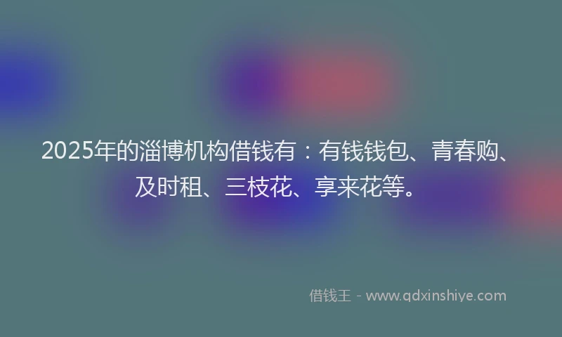 2025年的淄博机构借钱有：有钱钱包、青春购、及时租、三枝花、享来花等。