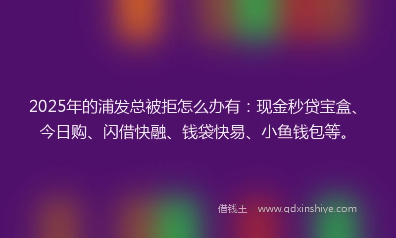 2025年的浦发总被拒怎么办有：现金秒贷宝盒、今日购、闪借快融、钱袋快易、小鱼钱包等。