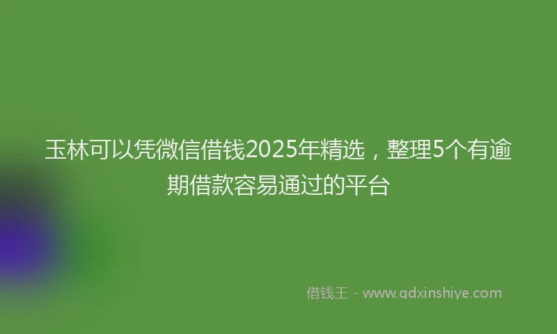 玉林可以凭微信借钱2025年精选，整理5个有逾期借款容易通过的平台