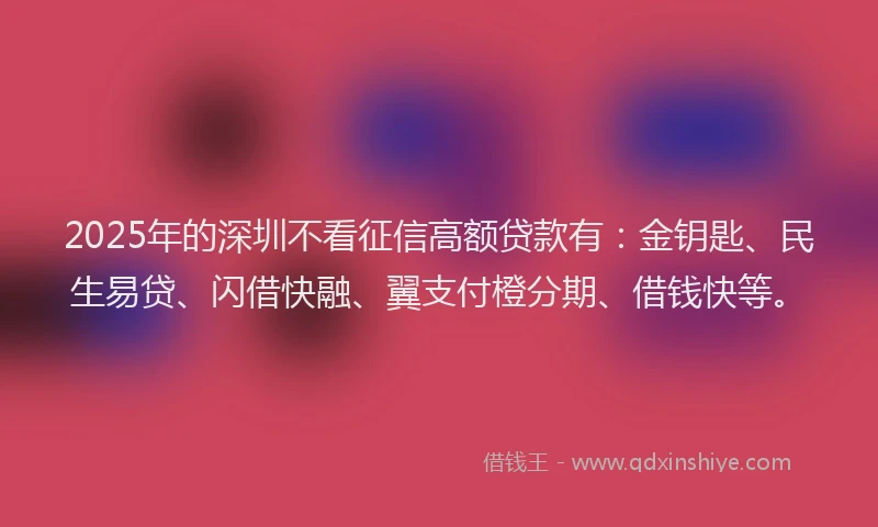 2025年的深圳不看征信高额贷款有：金钥匙、民生易贷、闪借快融、翼支付橙分期、借钱快等。