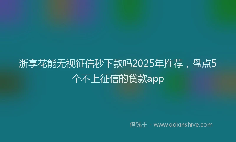 浙享花能无视征信秒下款吗2025年推荐，盘点5个不上征信的贷款app