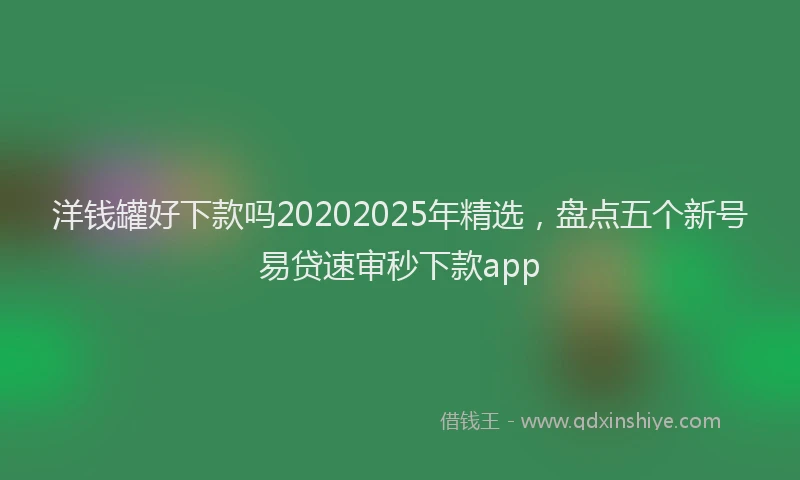 洋钱罐好下款吗20202025年精选，盘点五个新号易贷速审秒下款app
