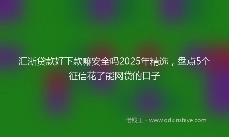 汇浙贷款好下款嘛安全吗2025年精选，盘点5个征信花了能网贷的口子