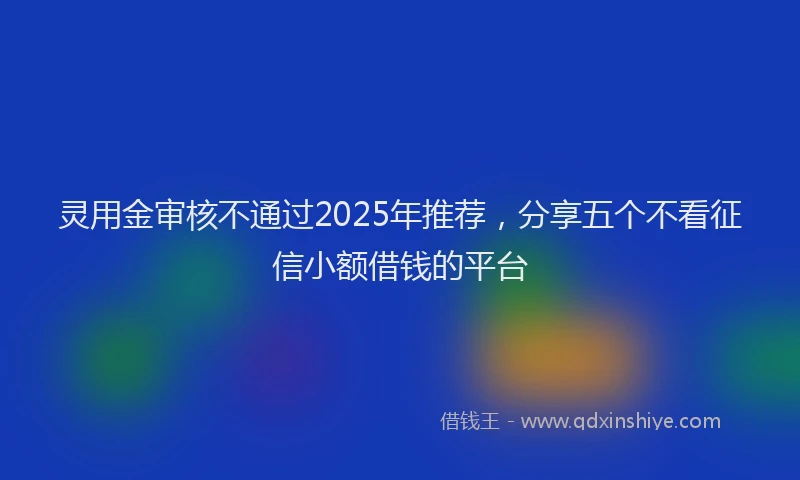 灵用金审核不通过2025年推荐，分享五个不看征信小额借钱的平台