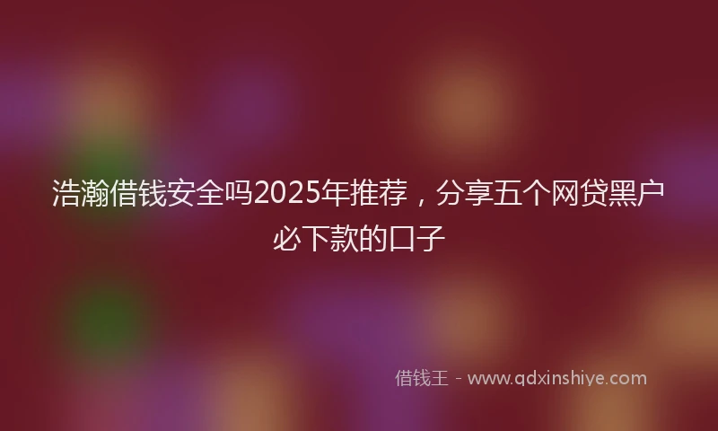 浩瀚借钱安全吗2025年推荐，分享五个网贷黑户必下款的口子