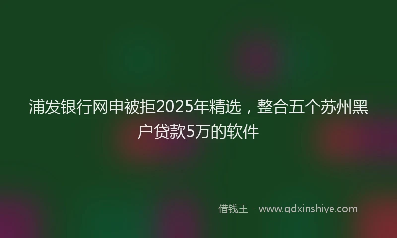 浦发银行网申被拒2025年精选，整合五个苏州黑户贷款5万的软件