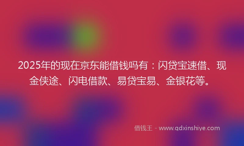 2025年的现在京东能借钱吗有：闪贷宝速借、现金侠途、闪电借款、易贷宝易、金银花等。