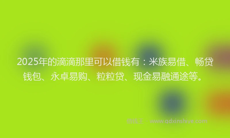 2025年的滴滴那里可以借钱有：米族易借、畅贷钱包、永卓易购、粒粒贷、现金易融通途等。