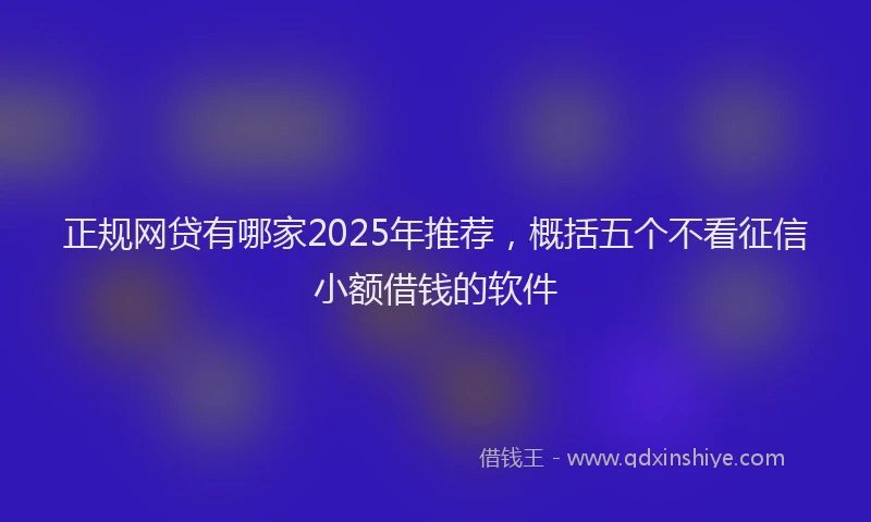正规网贷有哪家2025年推荐，概括五个不看征信小额借钱的软件