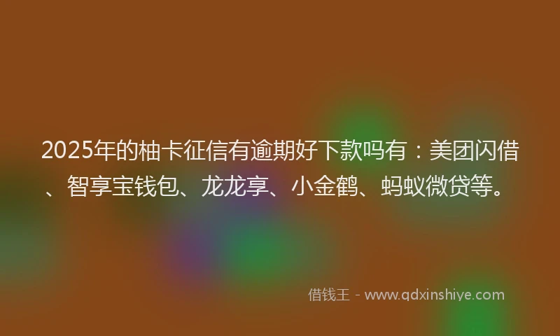 2025年的柚卡征信有逾期好下款吗有：美团闪借、智享宝钱包、龙龙享、小金鹤、蚂蚁微贷等。