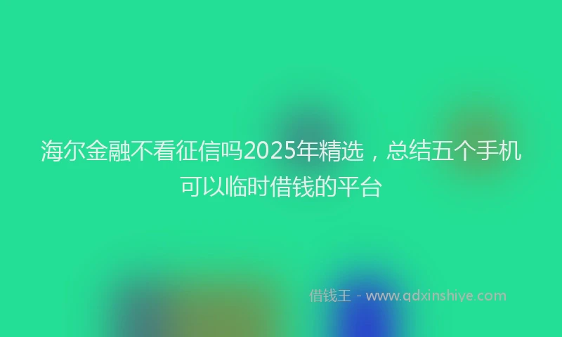 海尔金融不看征信吗2025年精选，总结五个手机可以临时借钱的平台