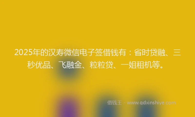 2025年的汉寿微信电子签借钱有：省时贷融、三秒优品、飞融金、粒粒贷、一姐租机等。