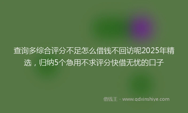 查询多综合评分不足怎么借钱不回访呢2025年精选，归纳5个急用不求评分快借无忧的口子