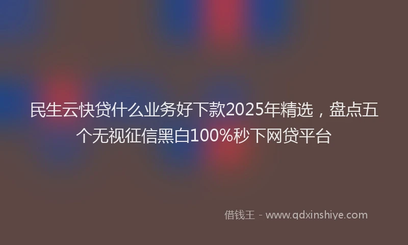 民生云快贷什么业务好下款2025年精选，盘点五个无视征信黑白100%秒下网贷平台