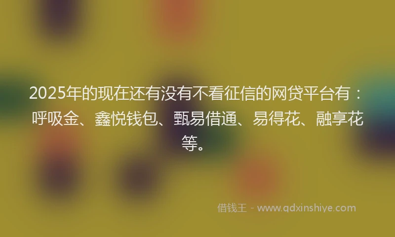 2025年的现在还有没有不看征信的网贷平台有：呼吸金、鑫悦钱包、甄易借通、易得花、融享花等。