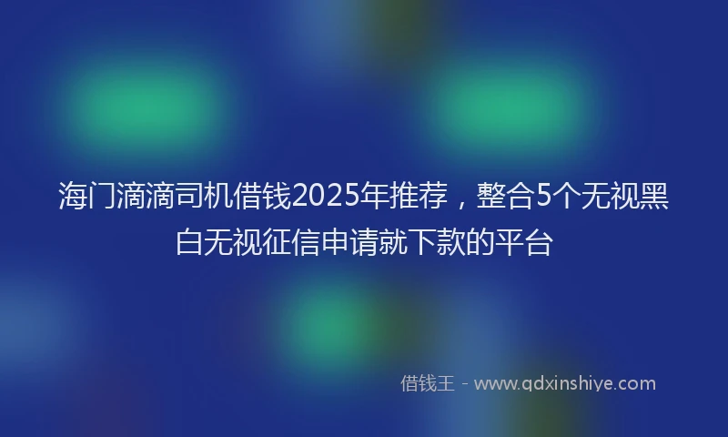 海门滴滴司机借钱2025年推荐，整合5个无视黑白无视征信申请就下款的平台