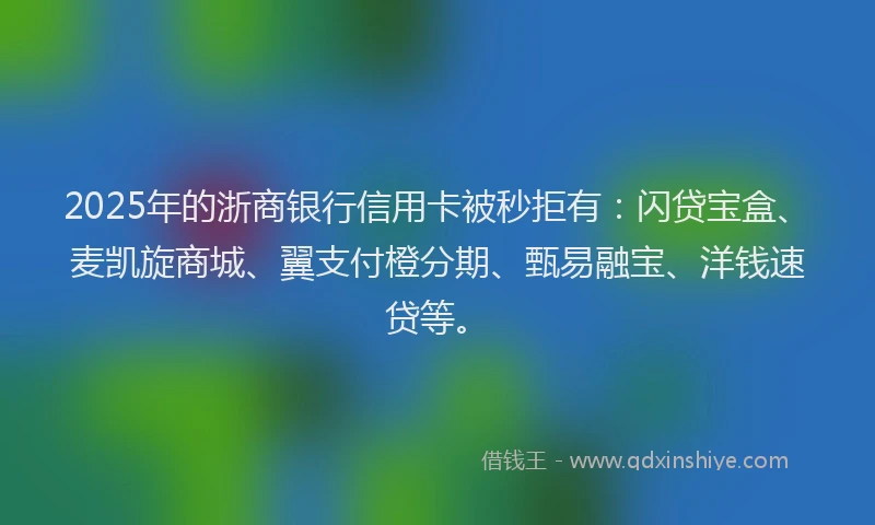 2025年的浙商银行信用卡被秒拒有：闪贷宝盒、麦凯旋商城、翼支付橙分期、甄易融宝、洋钱速贷等。