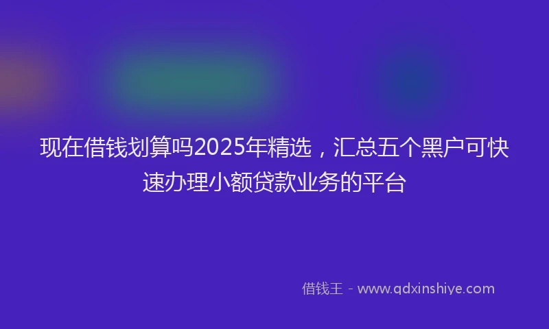 现在借钱划算吗2025年精选，汇总五个黑户可快速办理小额贷款业务的平台