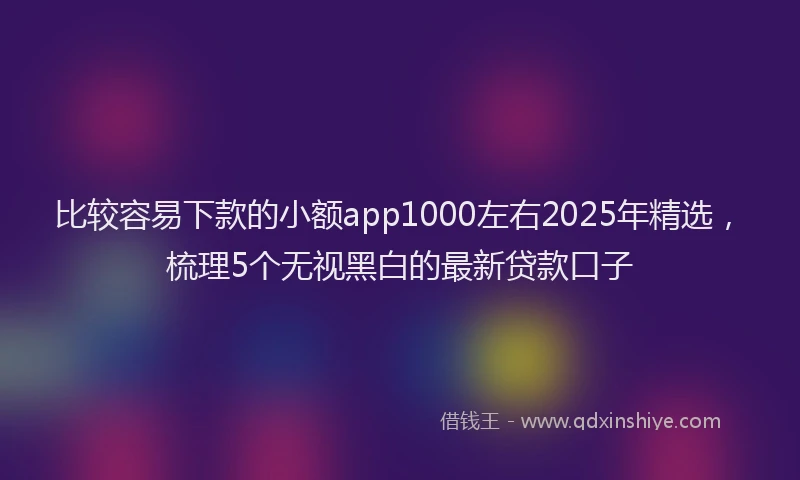 比较容易下款的小额app1000左右2025年精选，梳理5个无视黑白的最新贷款口子