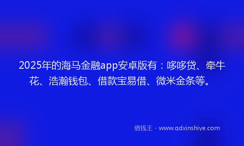 2025年的海马金融app安卓版有：哆哆贷、牵牛花、浩瀚钱包、借款宝易借、微米金条等。