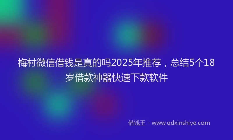 梅村微信借钱是真的吗2025年推荐，总结5个18岁借款神器快速下款软件
