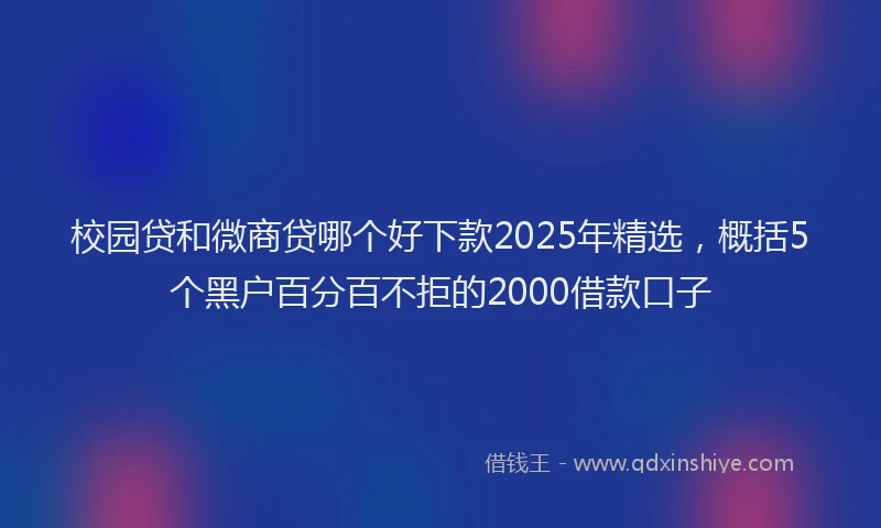 校园贷和微商贷哪个好下款2025年精选，概括5个黑户百分百不拒的2000借款口子