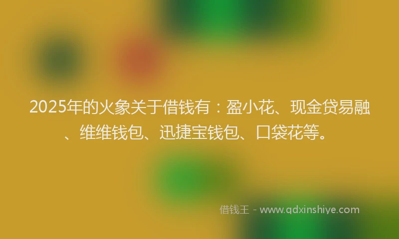 2025年的火象关于借钱有：盈小花、现金贷易融、维维钱包、迅捷宝钱包、口袋花等。