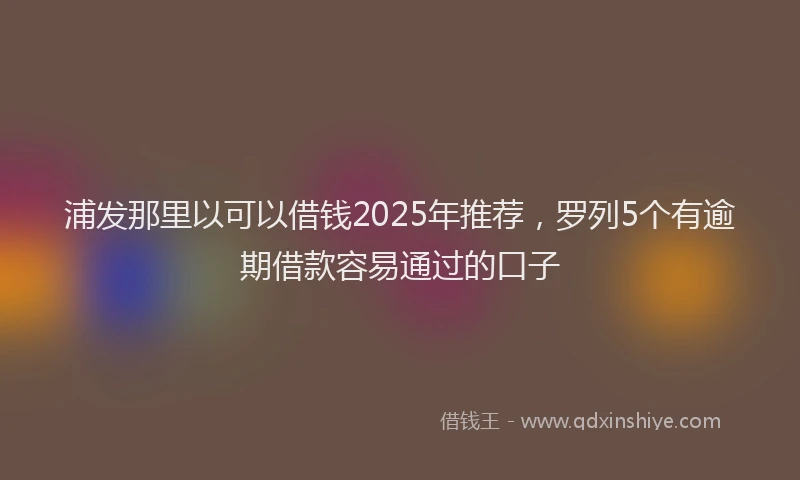 浦发那里以可以借钱2025年推荐，罗列5个有逾期借款容易通过的口子